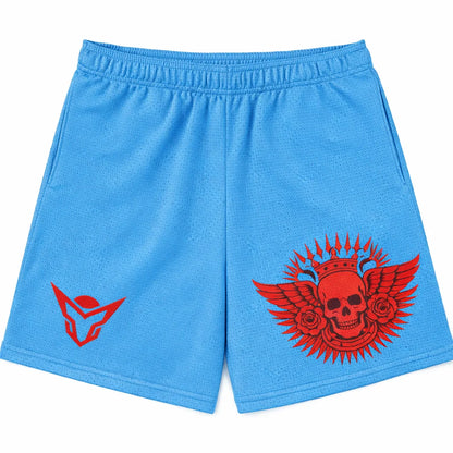 Crimson Skull Sky Blue Shorts