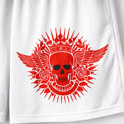 Crimson Skull White Shorts