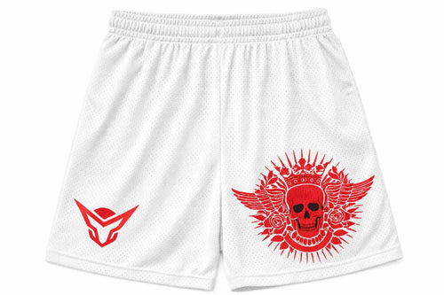 Crimson Skull White Shorts