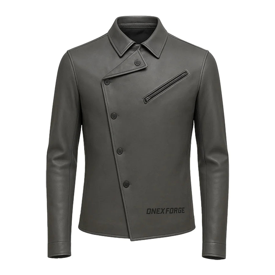 ForgeEdge V9__Asymmetric Leather Shirt Jacket
