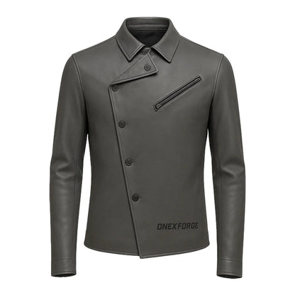 ForgeEdge V9__Asymmetric Leather Shirt Jacket