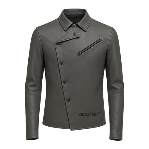 ForgeEdge V9__Asymmetric Leather Shirt Jacket