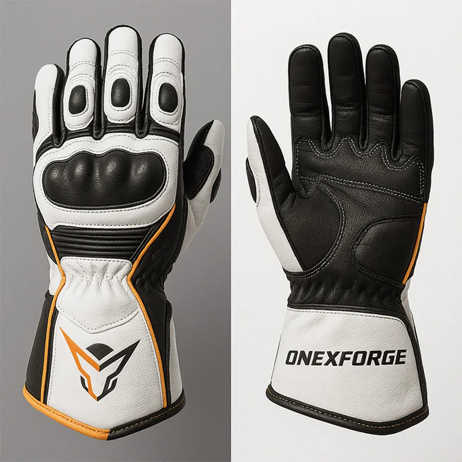 Ghost Phantom Black White Orange Gloves