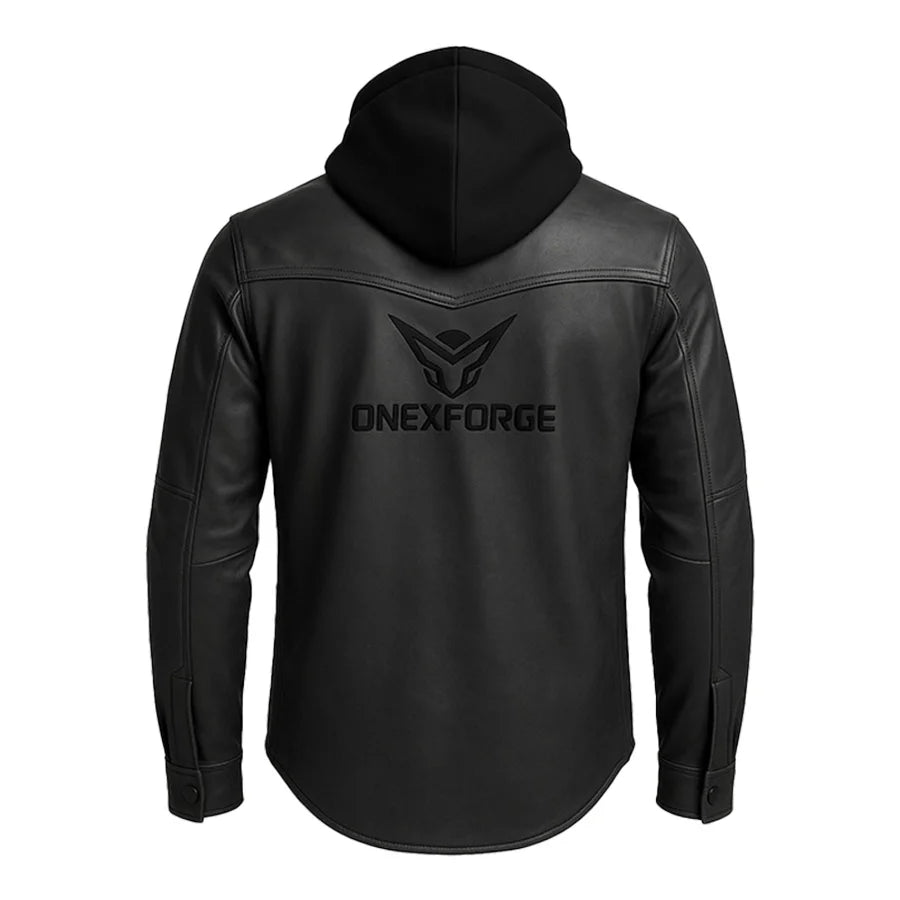 ForgeHood Hooded Leather Shirt Jacket