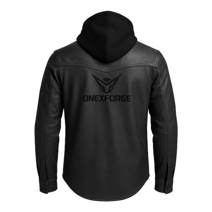 ForgeHood Hooded Leather Shirt Jacket