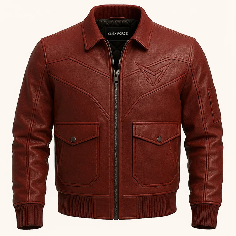 Ironclad Burgundy Red Bomber Jacket