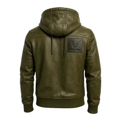 Frostline Ember Leather Hoodie
