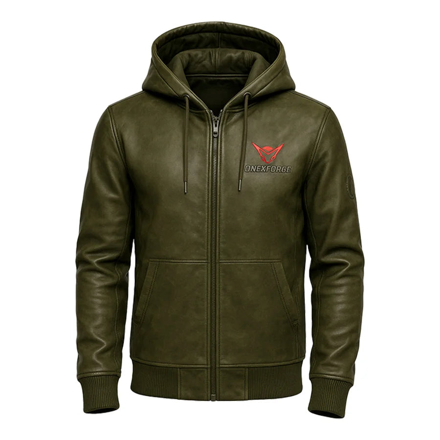 Frostline Ember Leather Hoodie