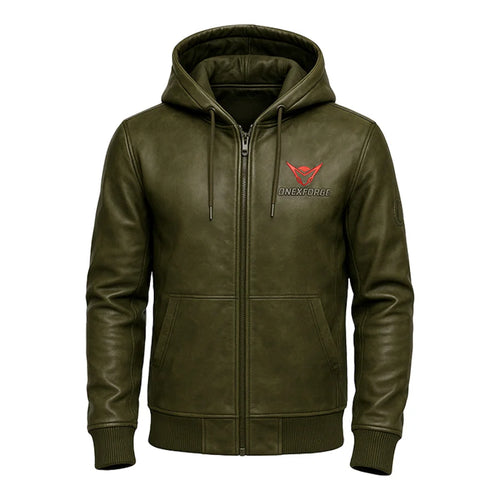 Frostline Ember Leather Hoodie