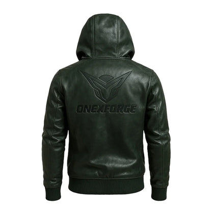 Midnight Glade Leather Hoodie
