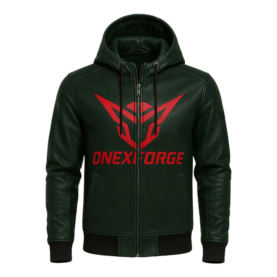 Midnight Glade Leather Hoodie
