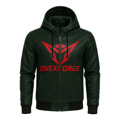 Midnight Glade Leather Hoodie