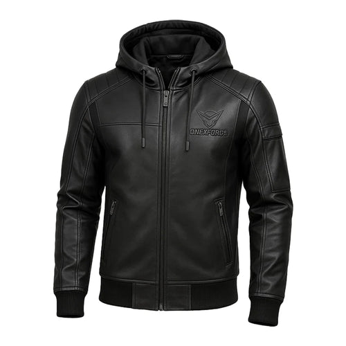 Obsidian Flux Leather Hoodie