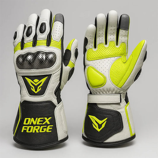 Neon Yellow White Gloves