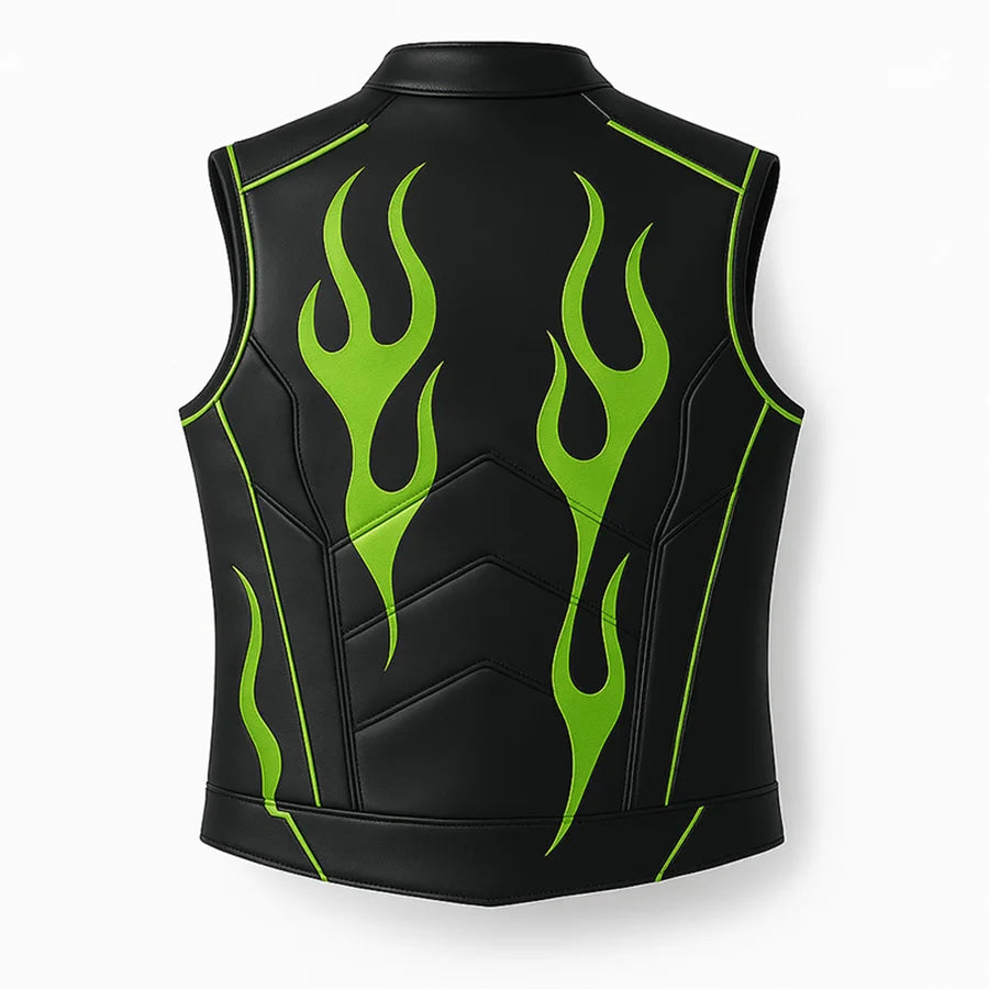 Black Green Flame core Vest