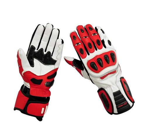 1X White & Red Motorcycle Gloves