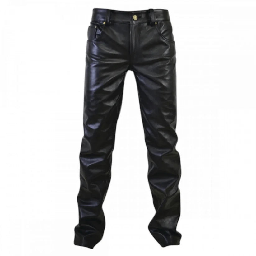 Black leather pants on a white background