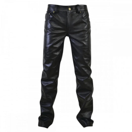 Black leather pants on a white background