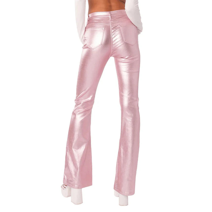 Women Sophisticated High Waist Leather Pant