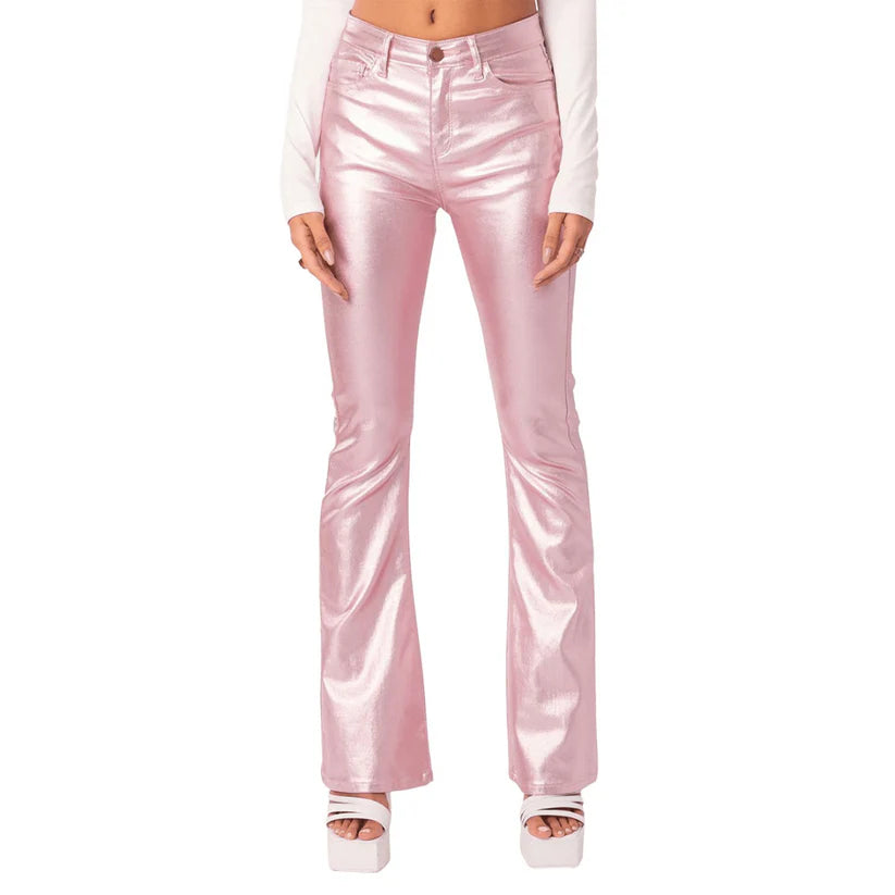 Women Sophisticated High Waist Leather Pant