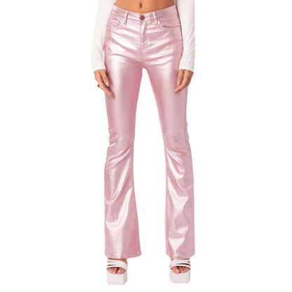 Women Sophisticated High Waist Leather Pant