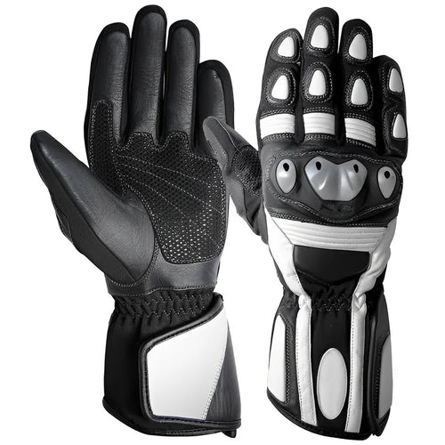 1X White & Black Motorcycle Gloves