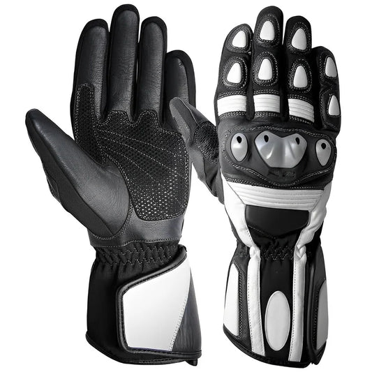 1X White & Black Motorcycle Gloves
