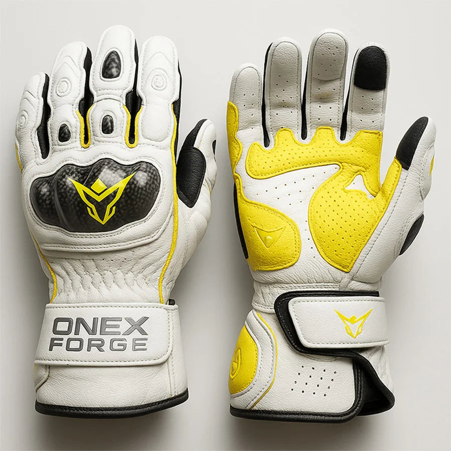 Yellow Strike White Gloves